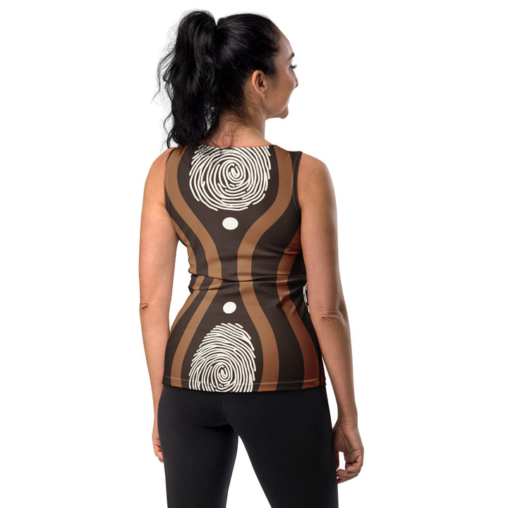 Womens Stretch Fit Tank Top Brown White Geometric Lines - Womens | Tank Tops