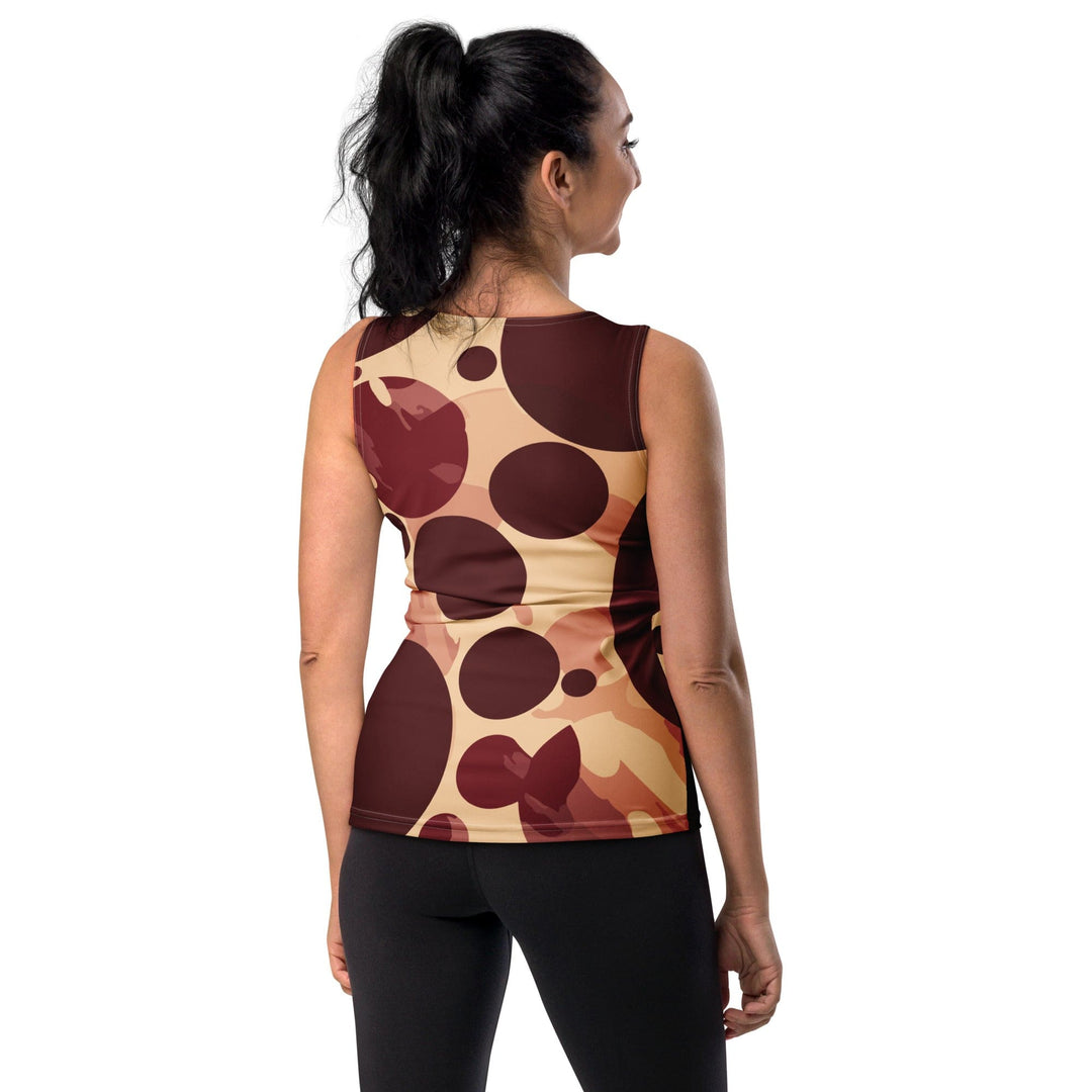 Womens Stretch Fit Tank Top Burgundy Beige Circular Print - Womens | Tank Tops