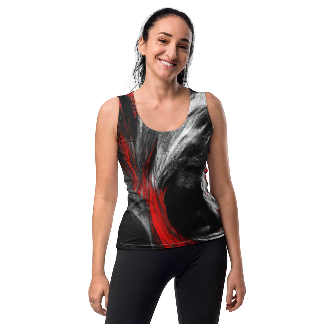 Womens Stretch Fit Tank Top Decorative Black Red White Abstract - Womens | Tank