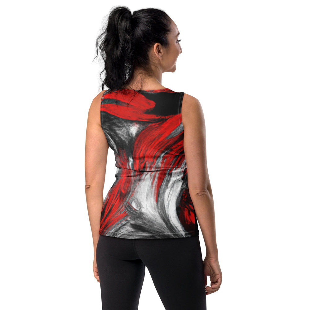 Womens Stretch Fit Tank Top Decorative Black Red White Abstract - Womens | Tank