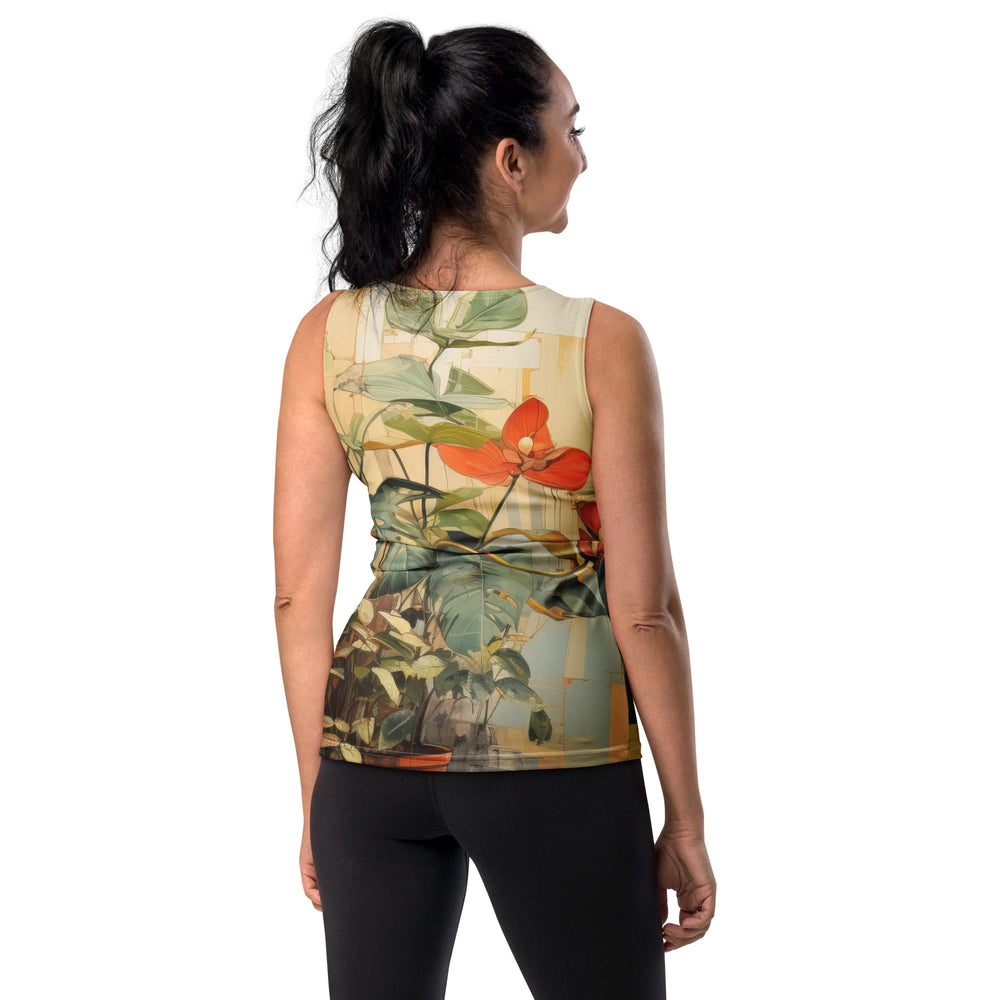 Womens Stretch Fit Tank Top Earthy Rustic Potted Plants Print - Womens | Tank
