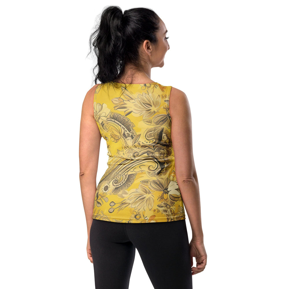 Womens Stretch Fit Tank Top Floral Yellow Bandanna Illustration - Womens | Tank
