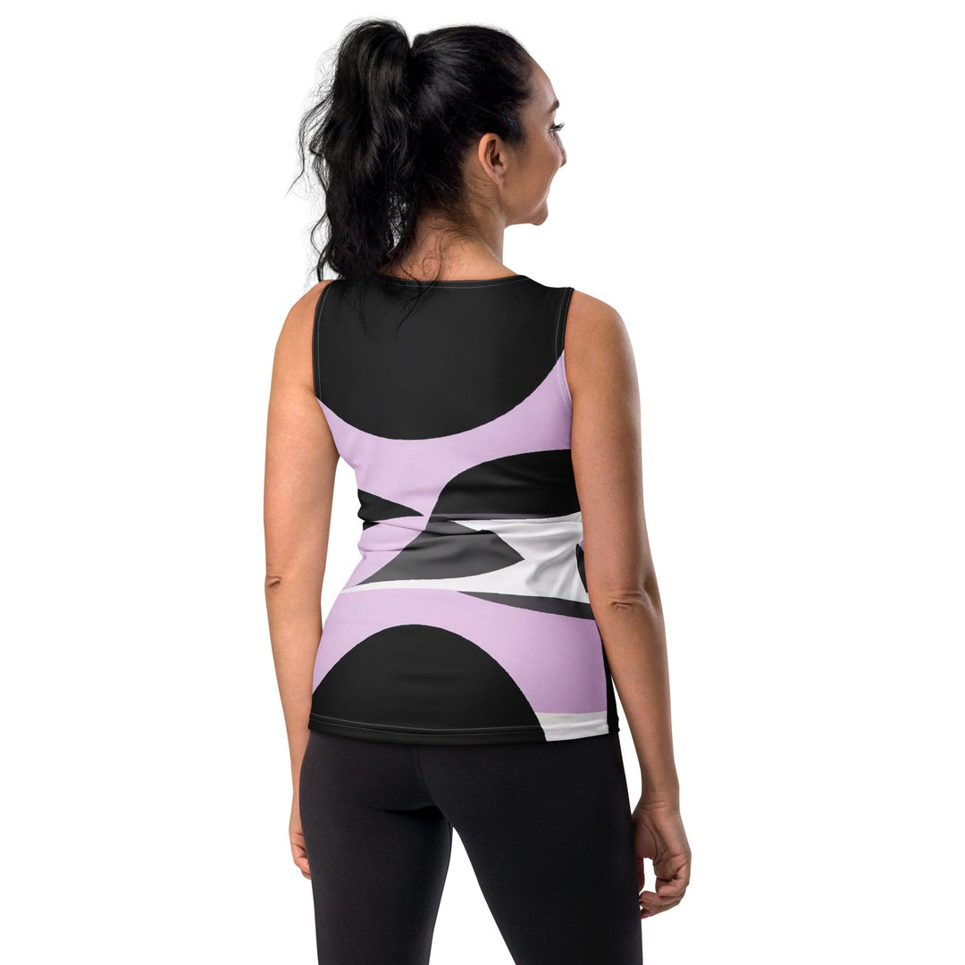 Womens Stretch Fit Tank Top Geometric Lavender and Black Pattern 2 - Womens