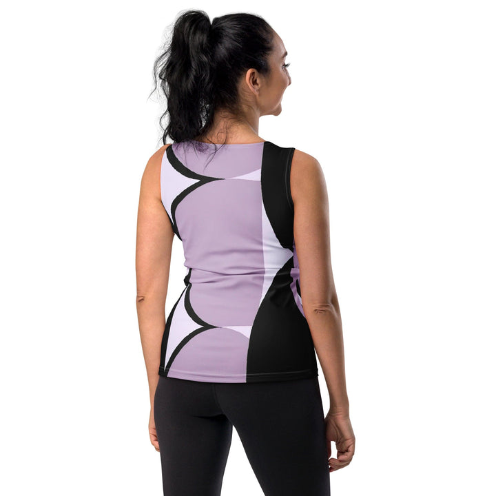 Womens Stretch Fit Tank Top Geometric Lavender and Black Pattern - Womens