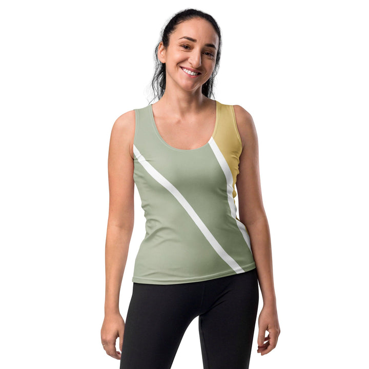 Womens Stretch Fit Tank Top Green Abstract Geometric Pattern - Womens | Tank