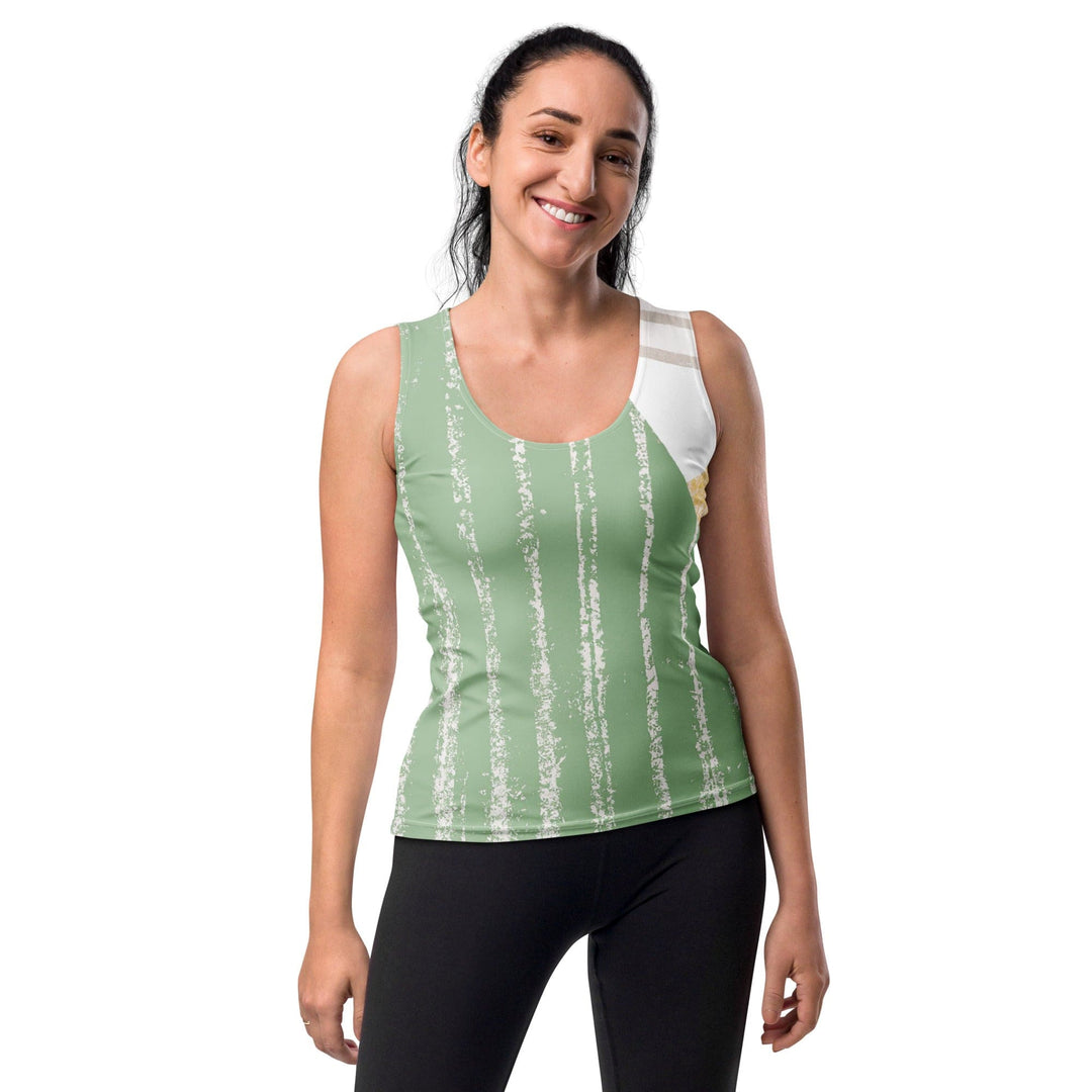 Womens Stretch Fit Tank Top Green Textured Boho Pattern - Womens | Tank Tops