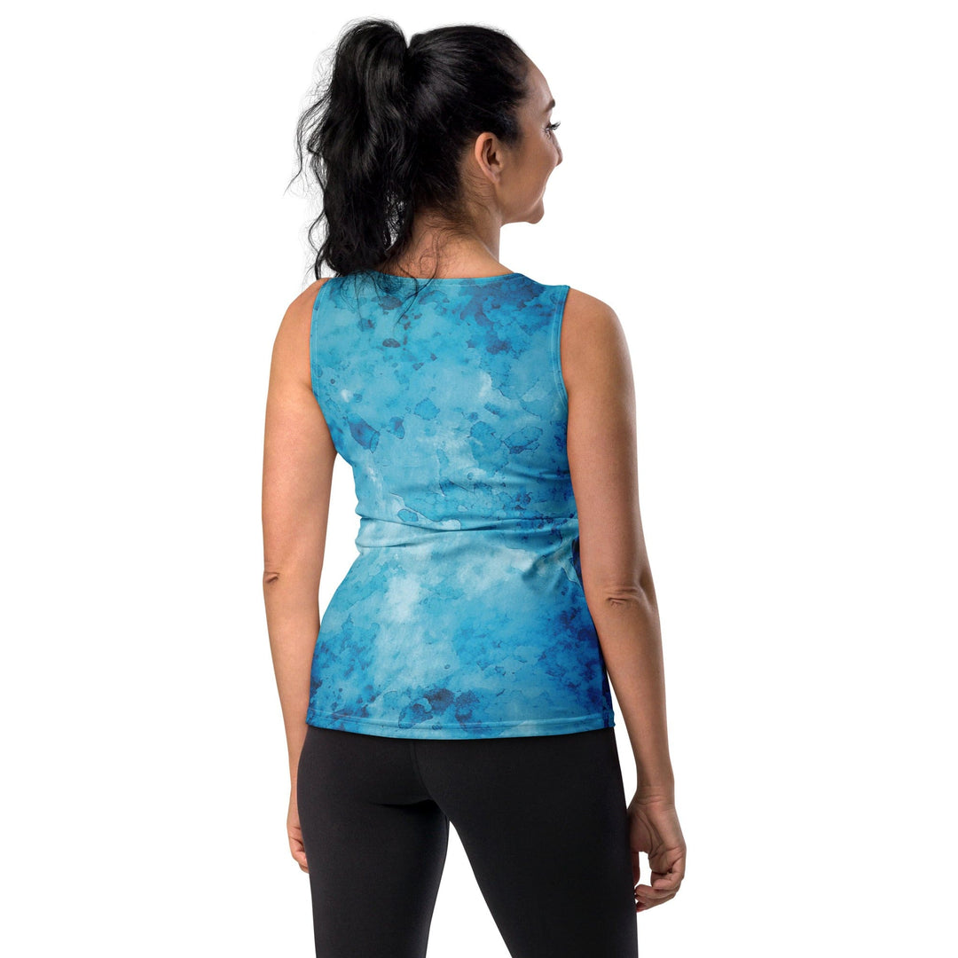 Womens Stretch Fit Tank Top Blue Marble Print - Womens | Tank Tops | AOP