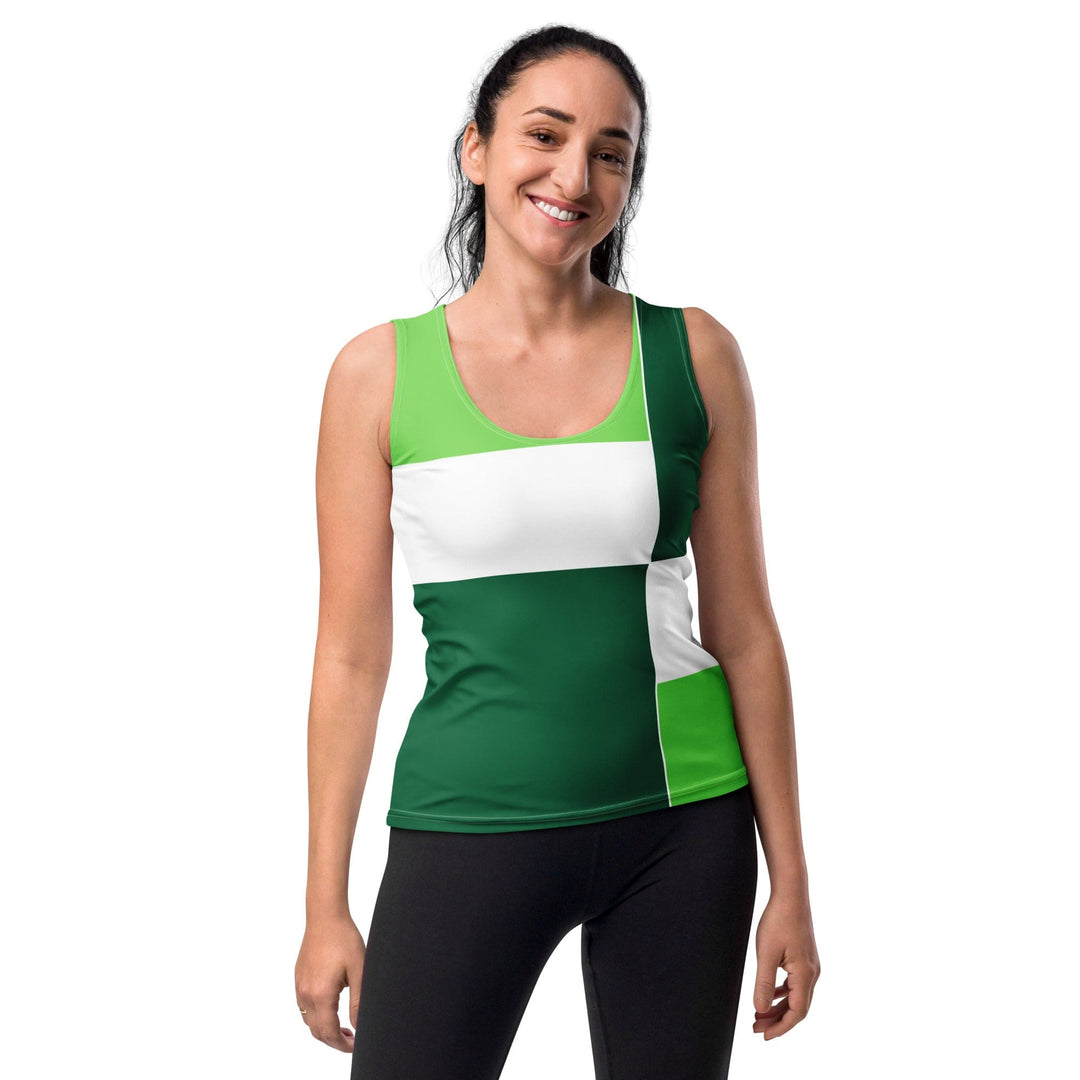 Womens Stretch Fit Tank Top Lime Forest Irish Green Colorblock - Womens | Tank