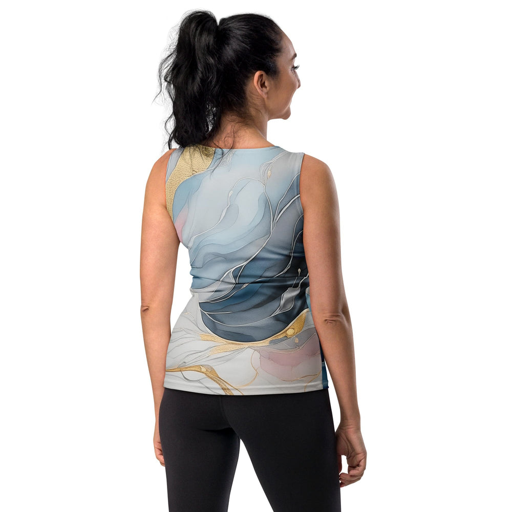 Womens Stretch Fit Tank Top Marble Cloud Of Grey Pink Blue 5522 - Womens | Tank