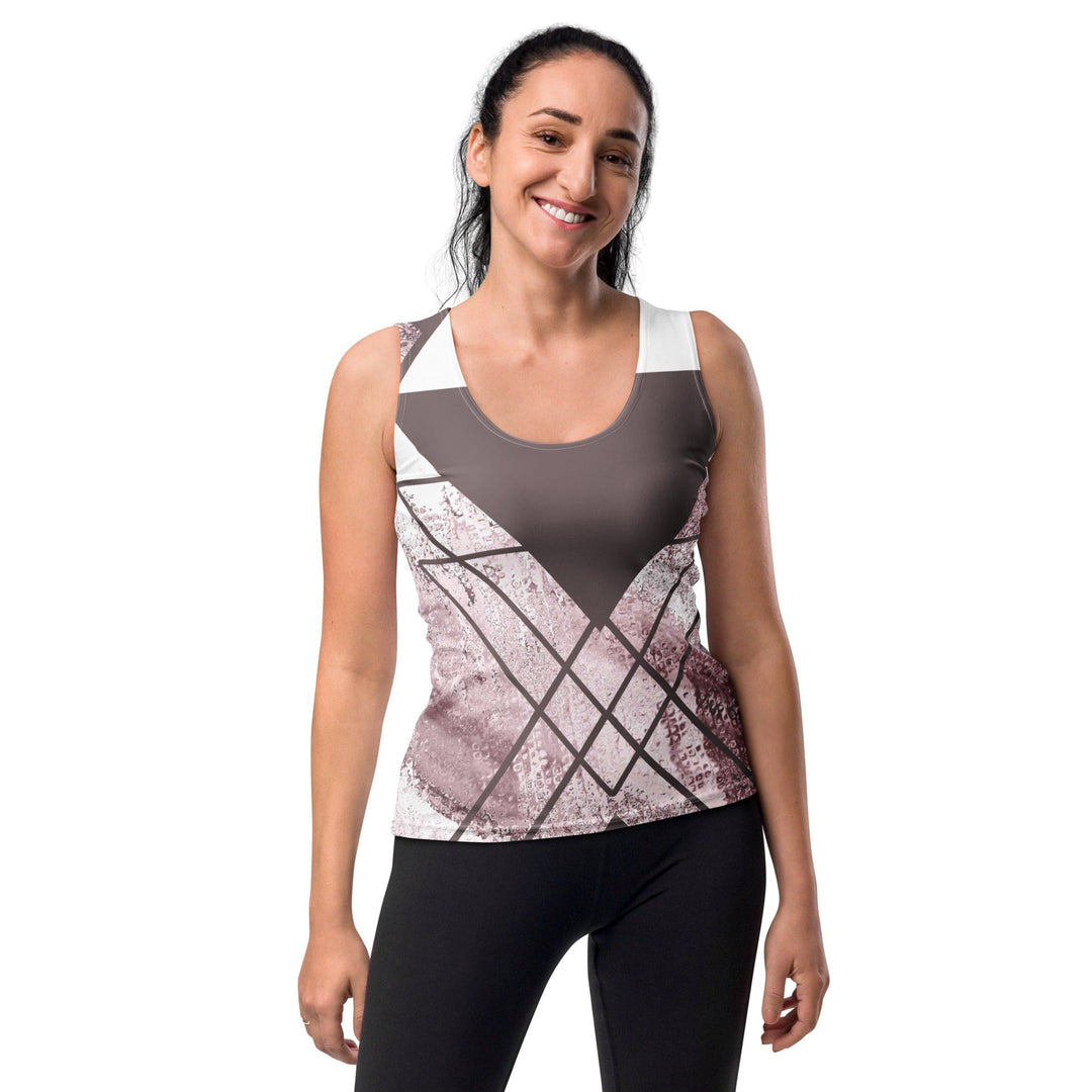 Womens Stretch Fit Tank Top Mauve Rose And White Triangular - Womens | Tank