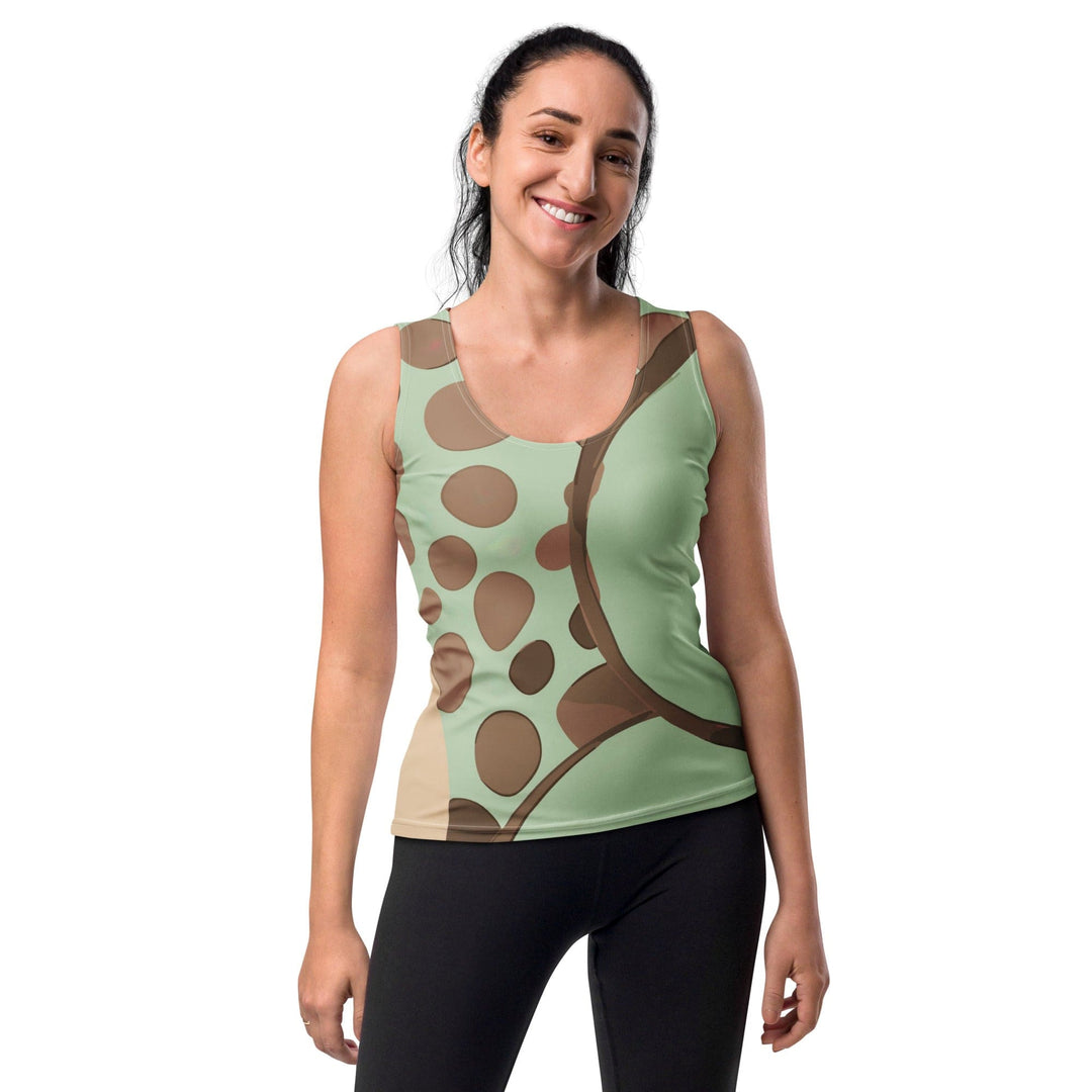 Womens Stretch Fit Tank Top Mint Green And Brown Spotted Illustration - Womens