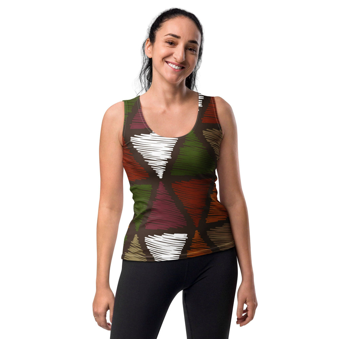 Womens Stretch Fit Tank Top Multicolor Tribal Pattern - Womens | Tank Tops | AOP