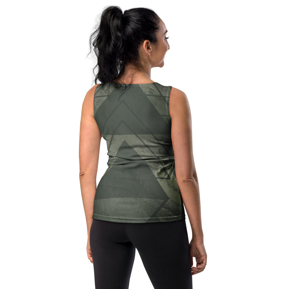 Womens Stretch Fit Tank Top Olive Green Triangular Colorblock - Womens | Tank