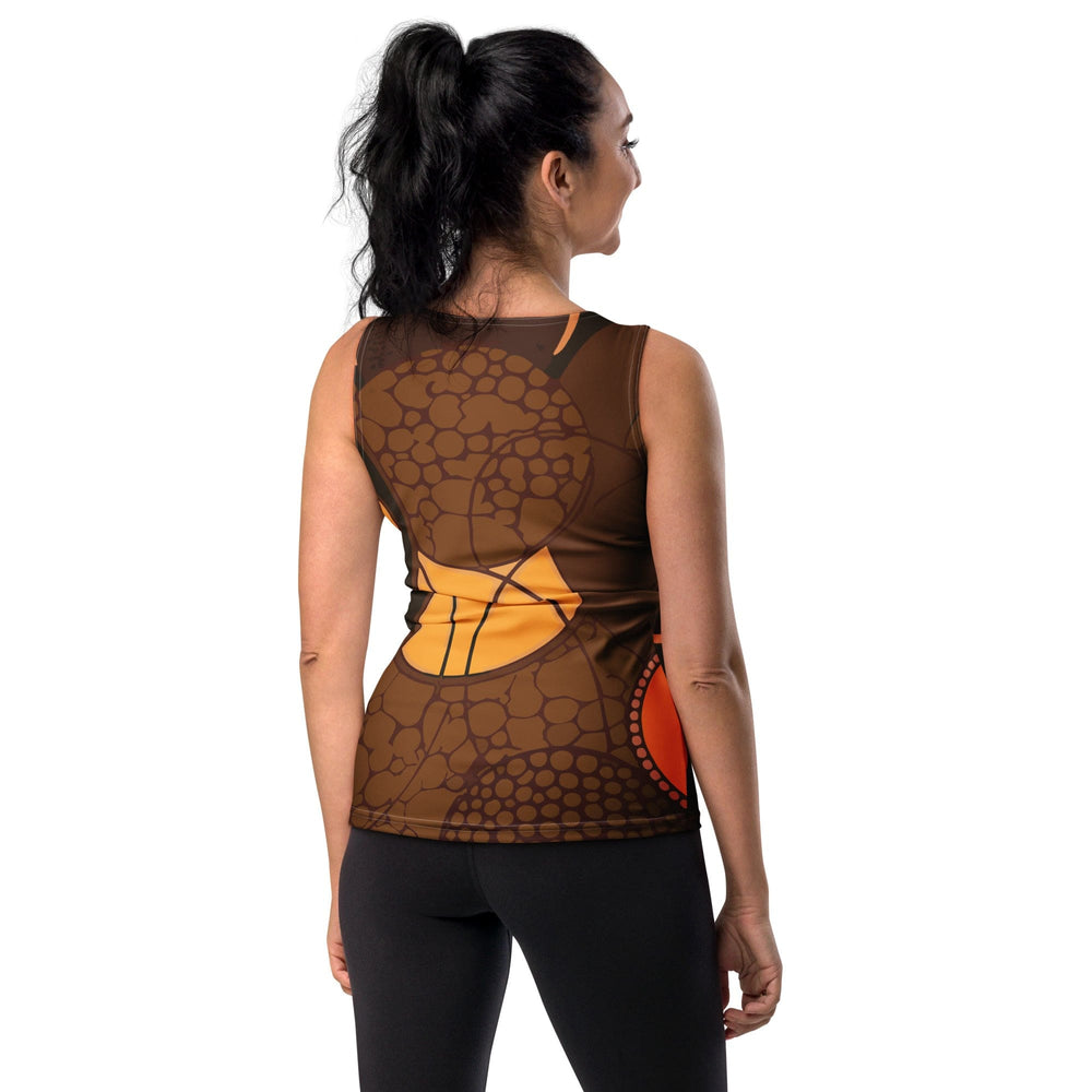 Womens Stretch Fit Tank Top Orange And Brown Spotted Illustration - Womens
