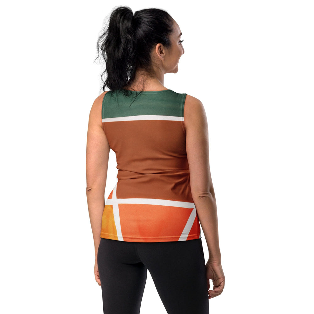 Womens Stretch Fit Tank Top Orange Green Boho Pattern - Womens | Tank Tops | AOP