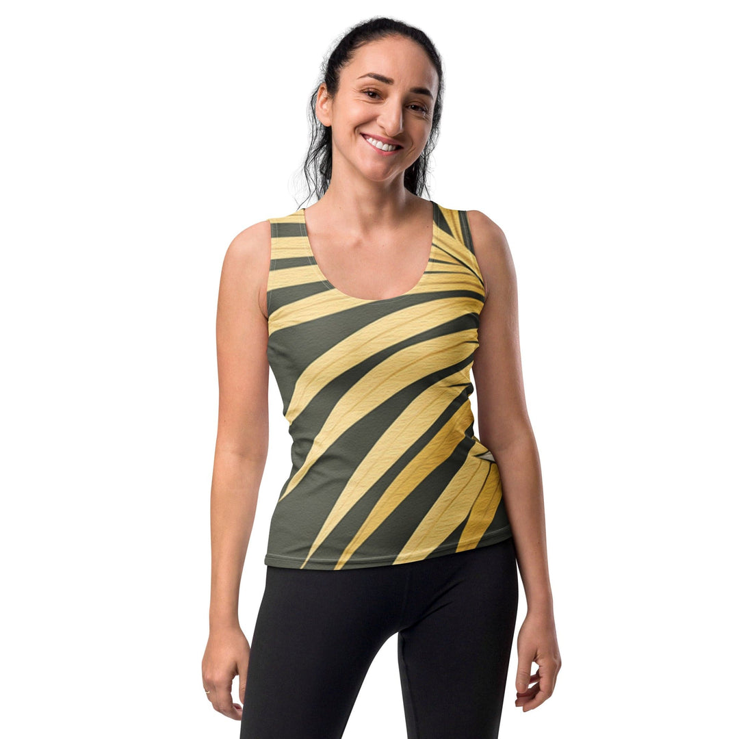 Womens Stretch Fit Tank Top Palm Tree Leaves Pattern - Womens | Tank Tops | AOP