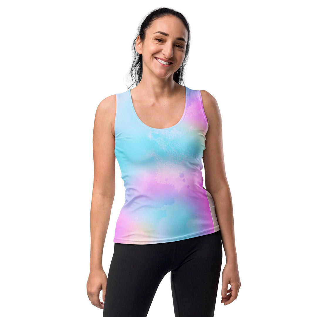 Womens Stretch Fit Tank Top Pastel Colorblock Watercolor Illustration - Womens