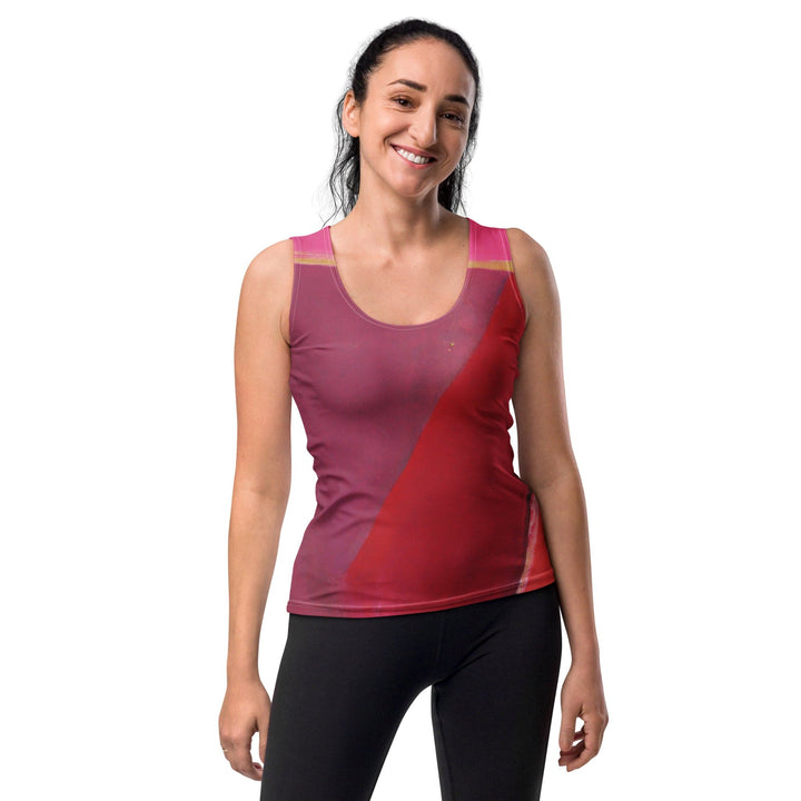 Womens Stretch Fit Tank Top Pink Mauve Red Geometric Pattern - Womens | Tank