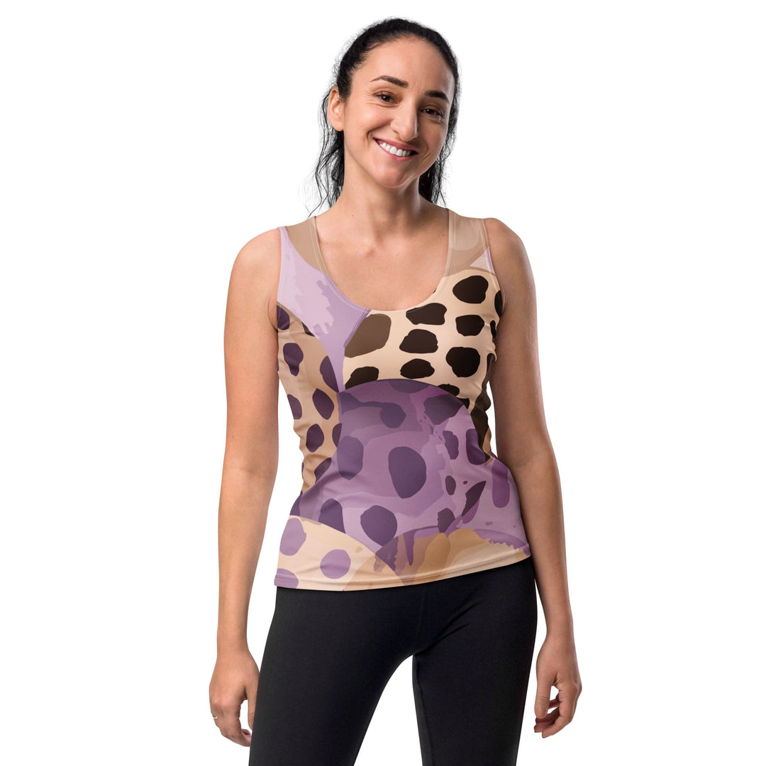 Womens Stretch Fit Tank Top Purple Lavender And Brown Spotted - Womens | Tank