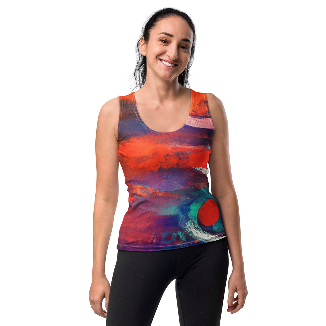 Womens Stretch Fit Tank Top Red Blue Abstract Pattern - Womens | Tank Tops | AOP