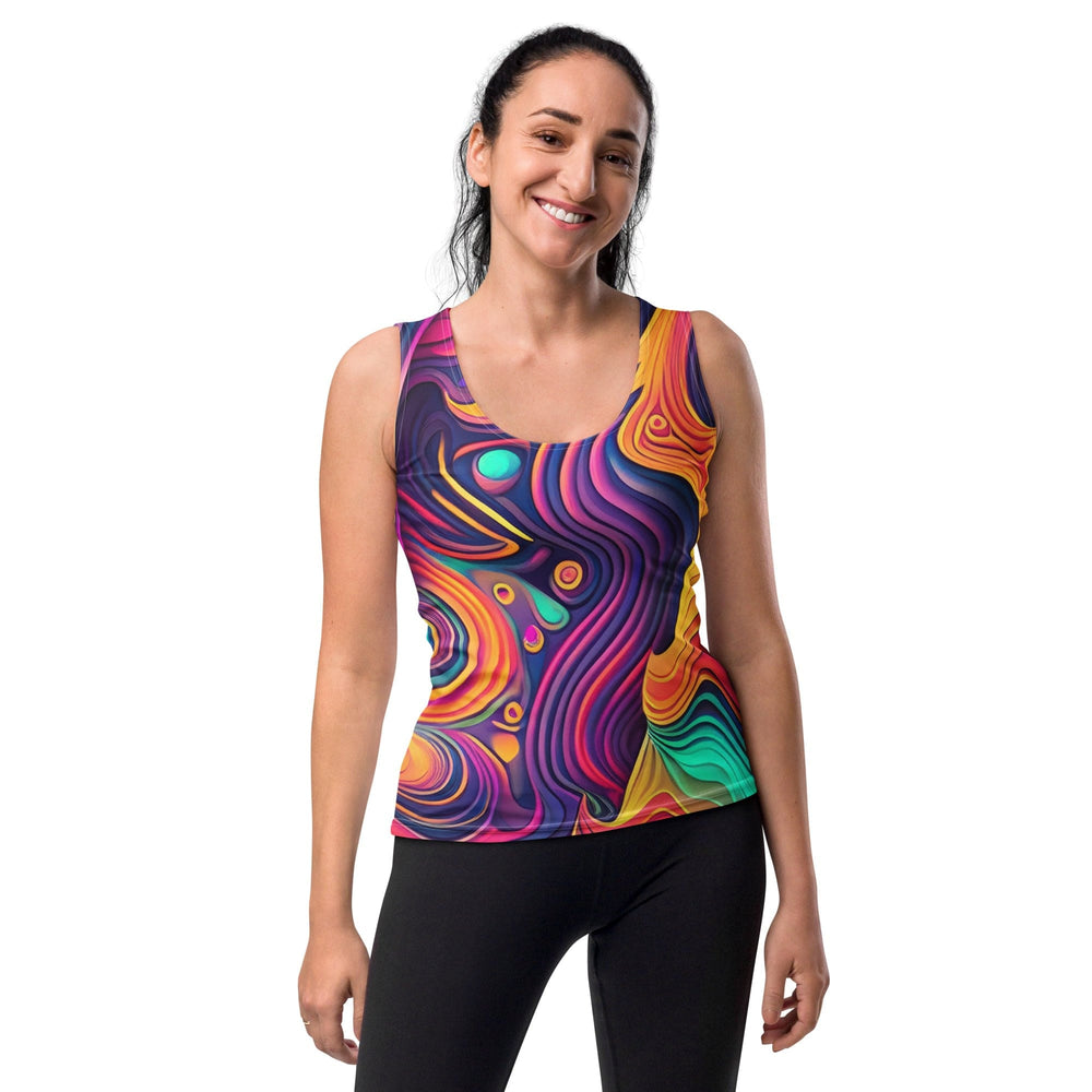 Womens Stretch Fit Tank Top Vibrant Psychedelic Kaleidoscope Boho - Womens