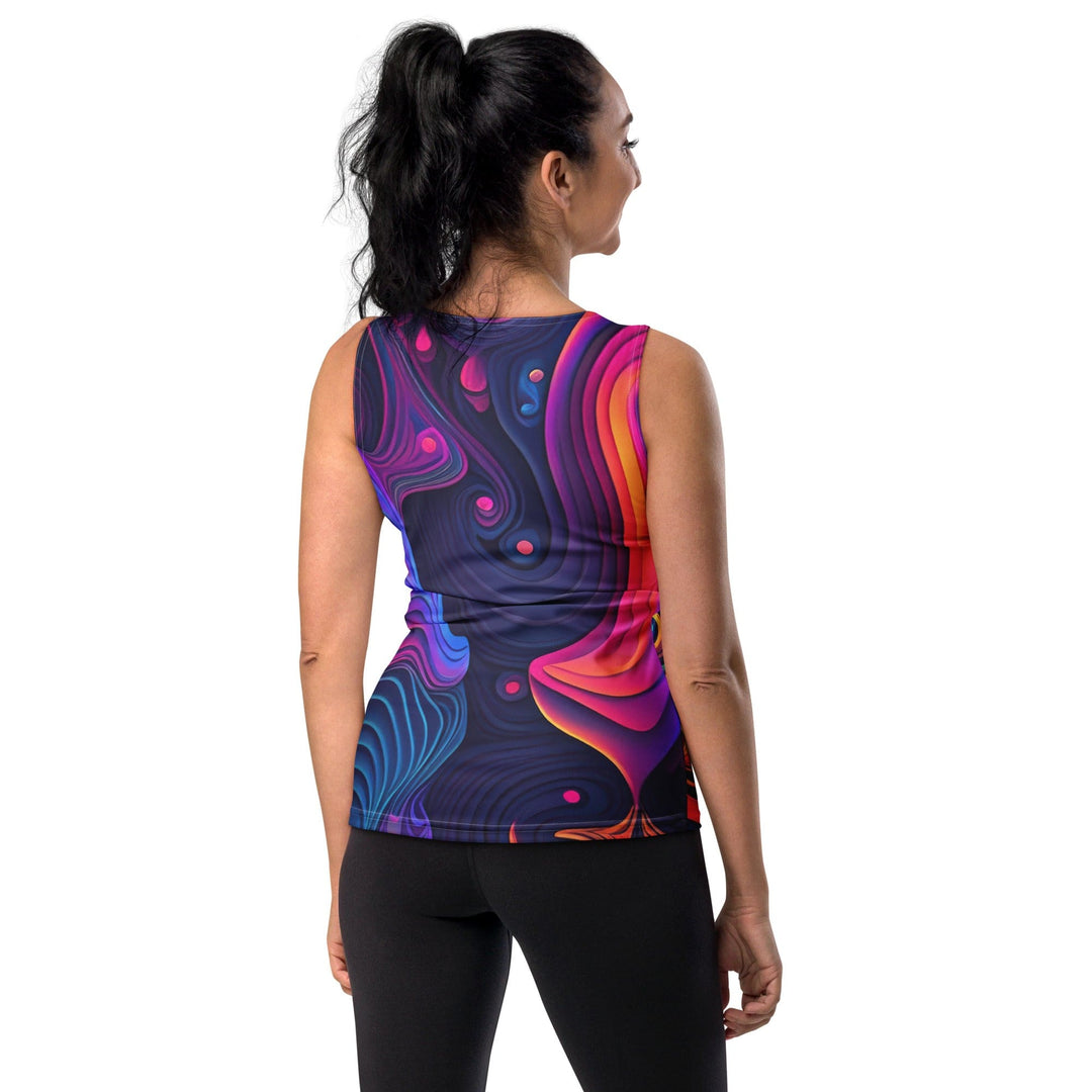 Womens Stretch Fit Tank Top Vibrant Psychedelic Kaleidoscope Boho - Womens