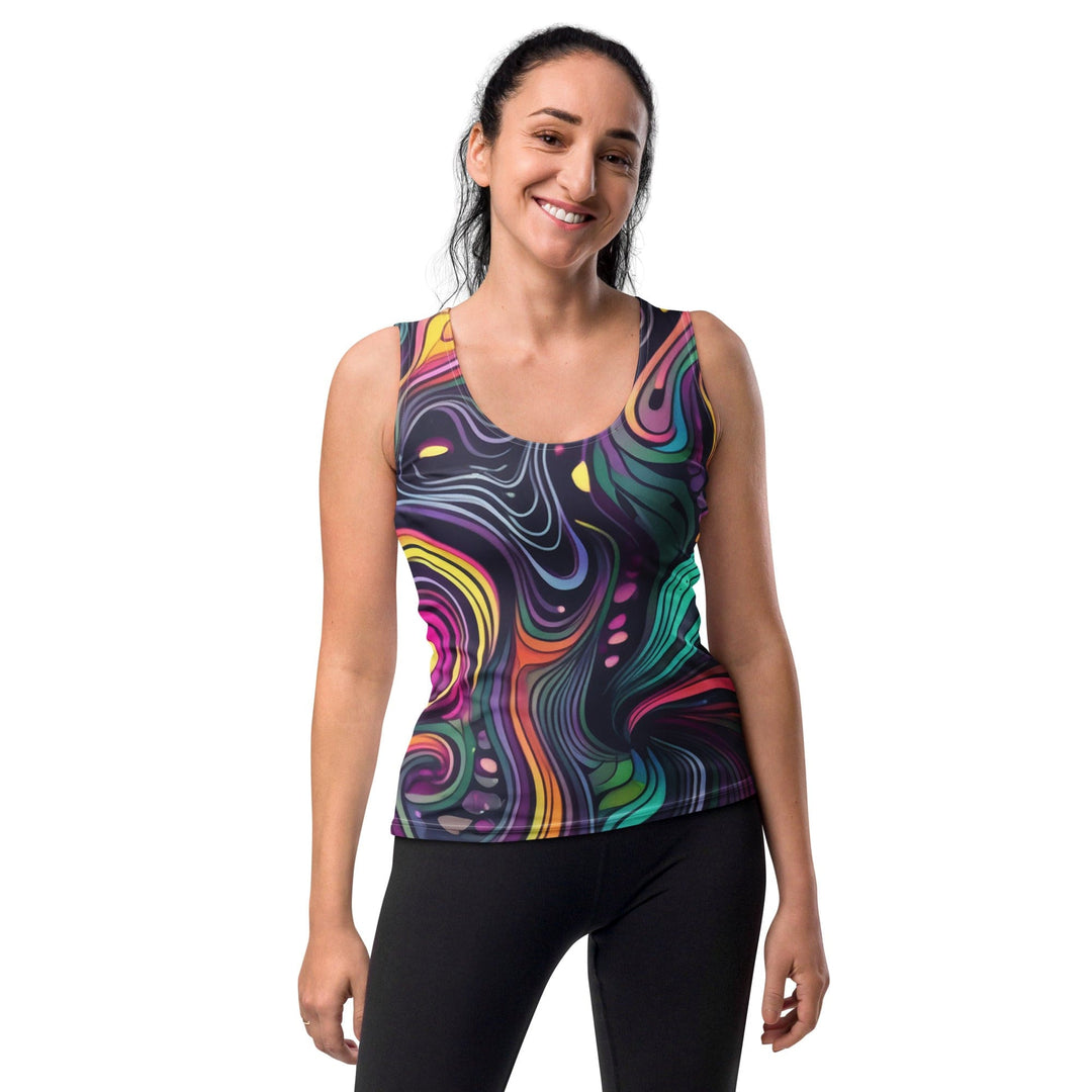 Womens Stretch Fit Tank Top Vibrant Psychedelic Kaleidoscope Boho 2 - Womens