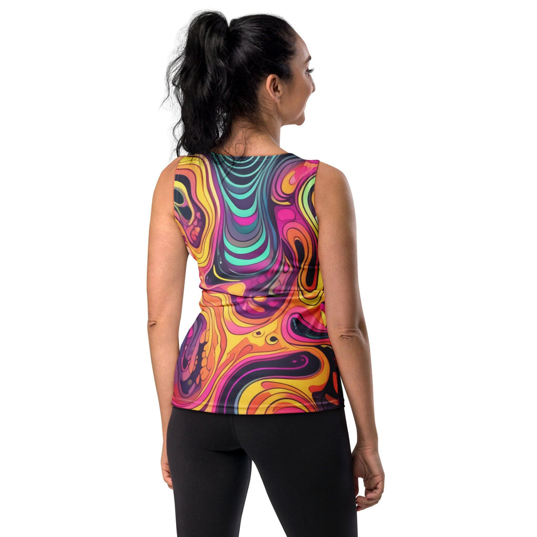 Womens Stretch Fit Tank Top Vibrant Psychedelic Kaleidoscope Boho 2 - Womens