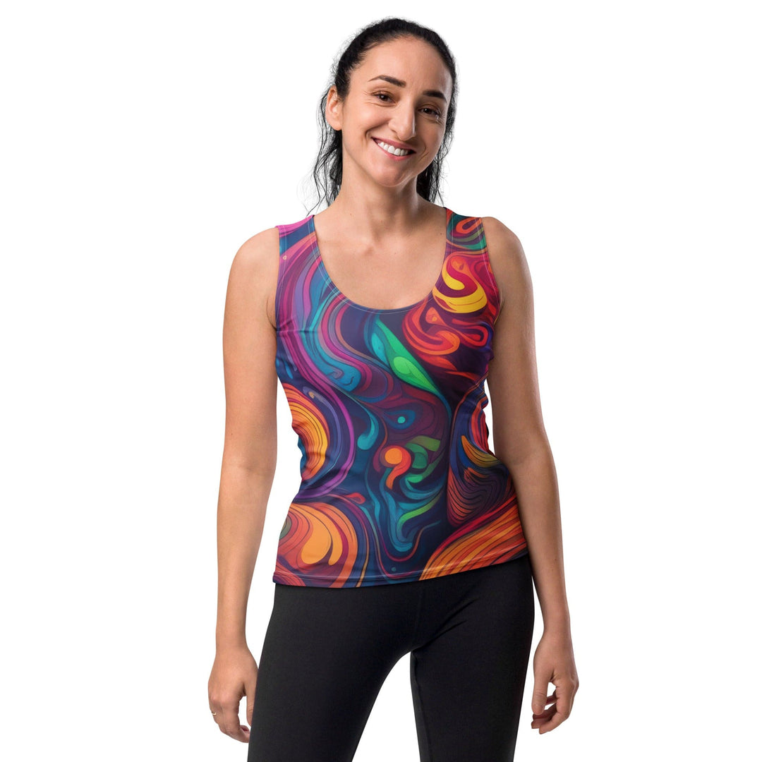 Womens Stretch Fit Tank Top Vibrant Psychedelic Kaleidoscope Boho 4 - Womens