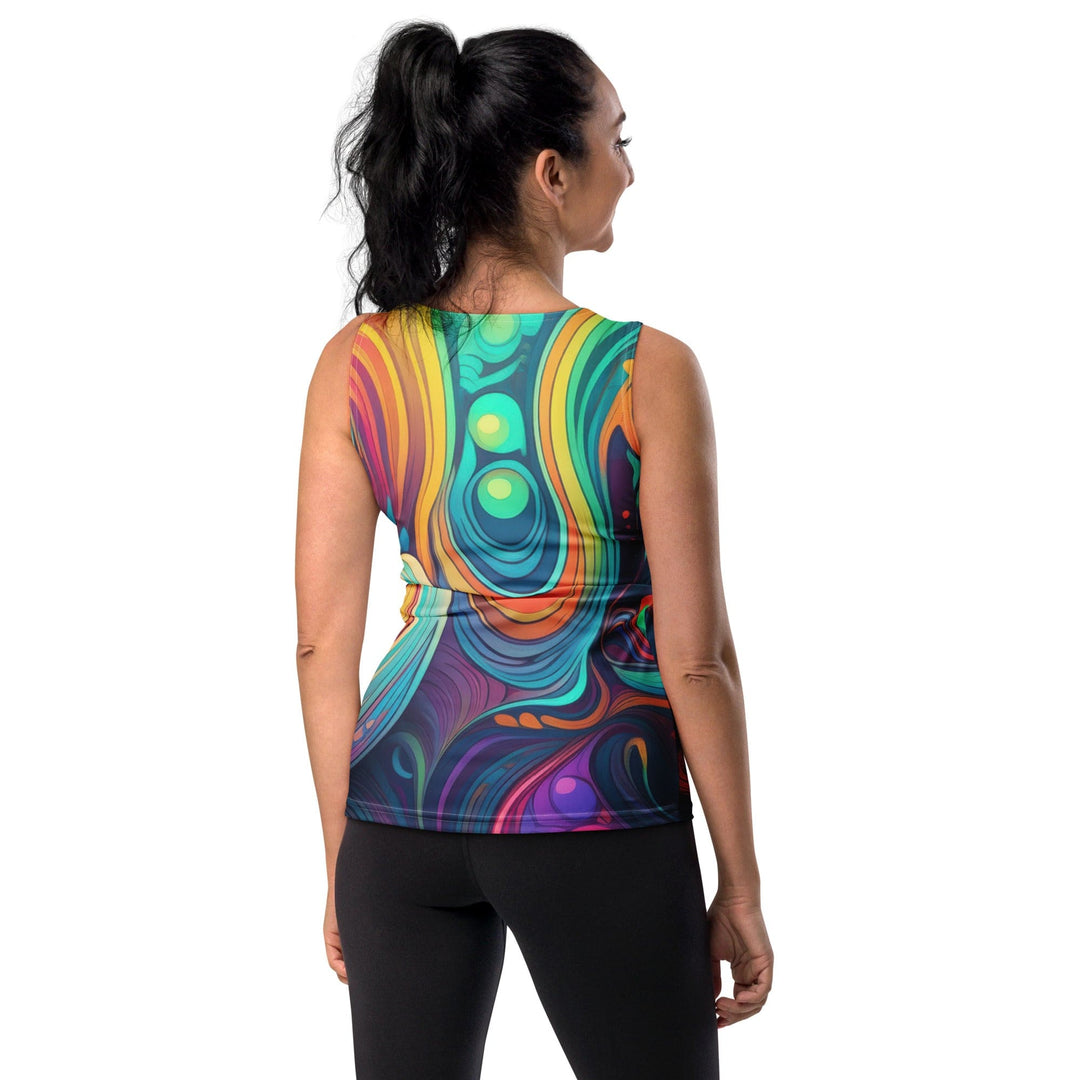 Womens Stretch Fit Tank Top Vibrant Psychedelic Kaleidoscope Boho 4 - Womens