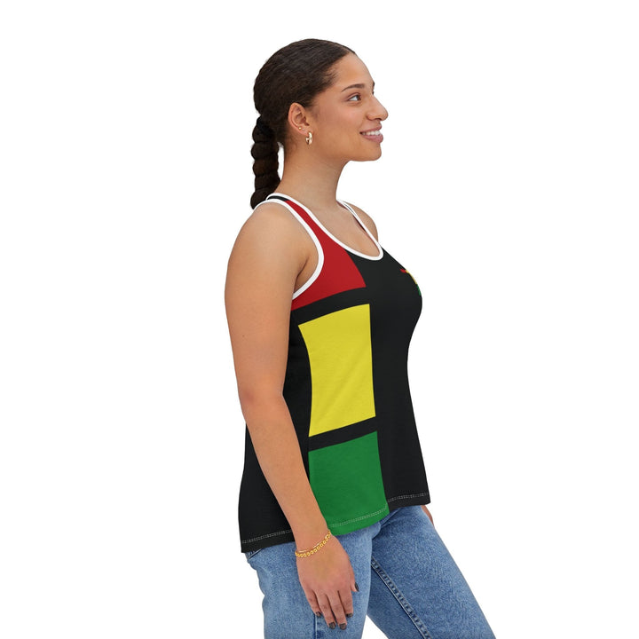 Womens Tank Top - Black Red Yellow Green Stripes - Tank Top