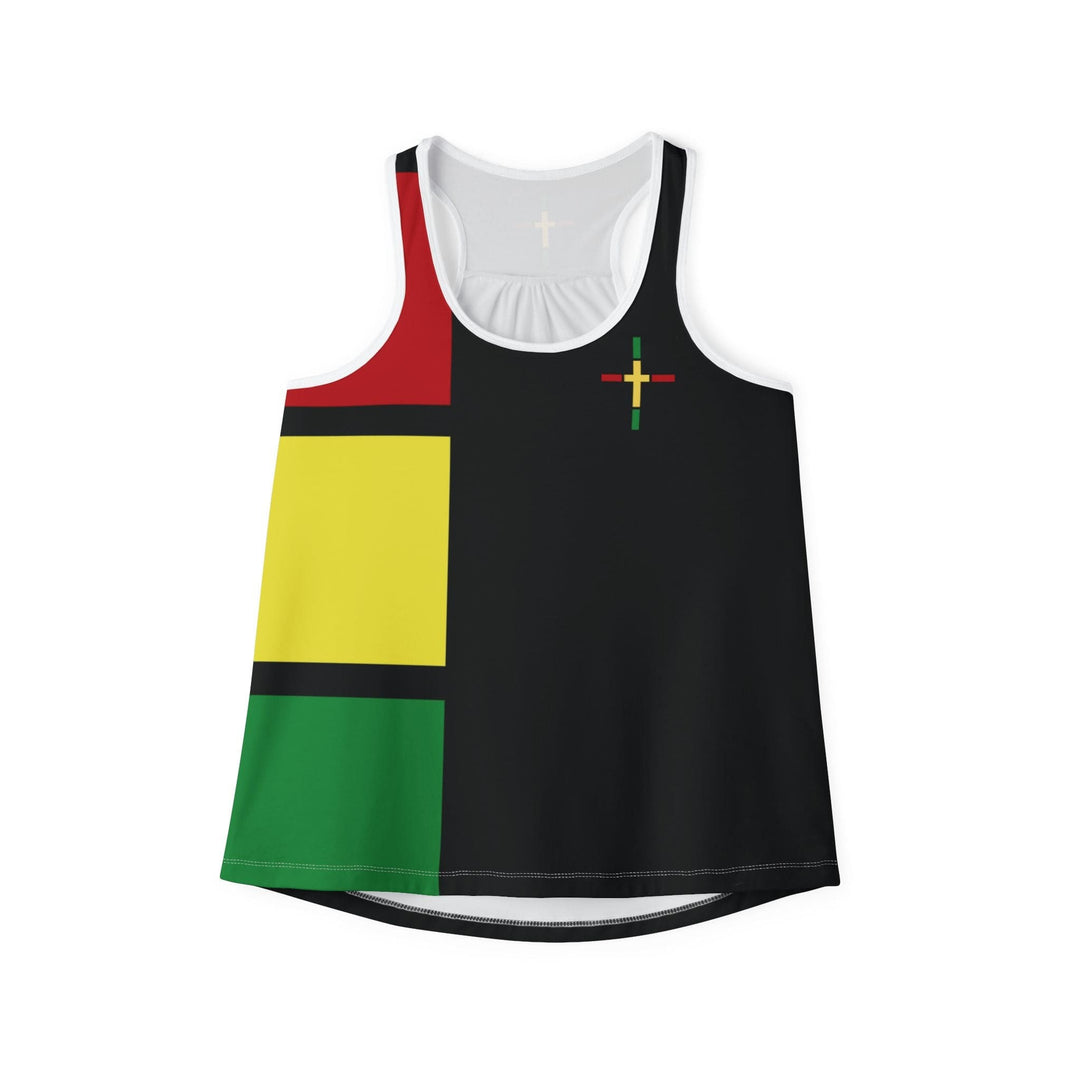 Womens Tank Top - Black Red Yellow Green Stripes - Tank Top