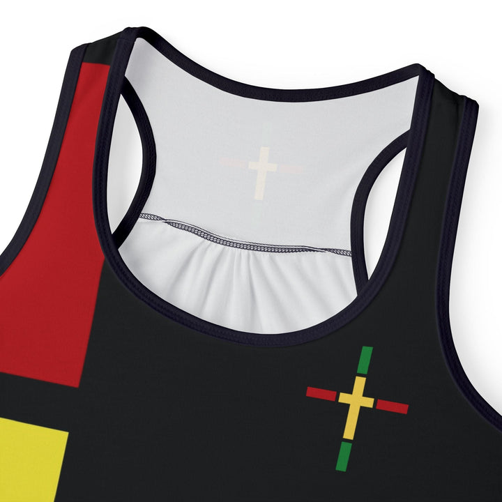 Womens Tank Top - Black Red Yellow Green Stripes - Tank Top