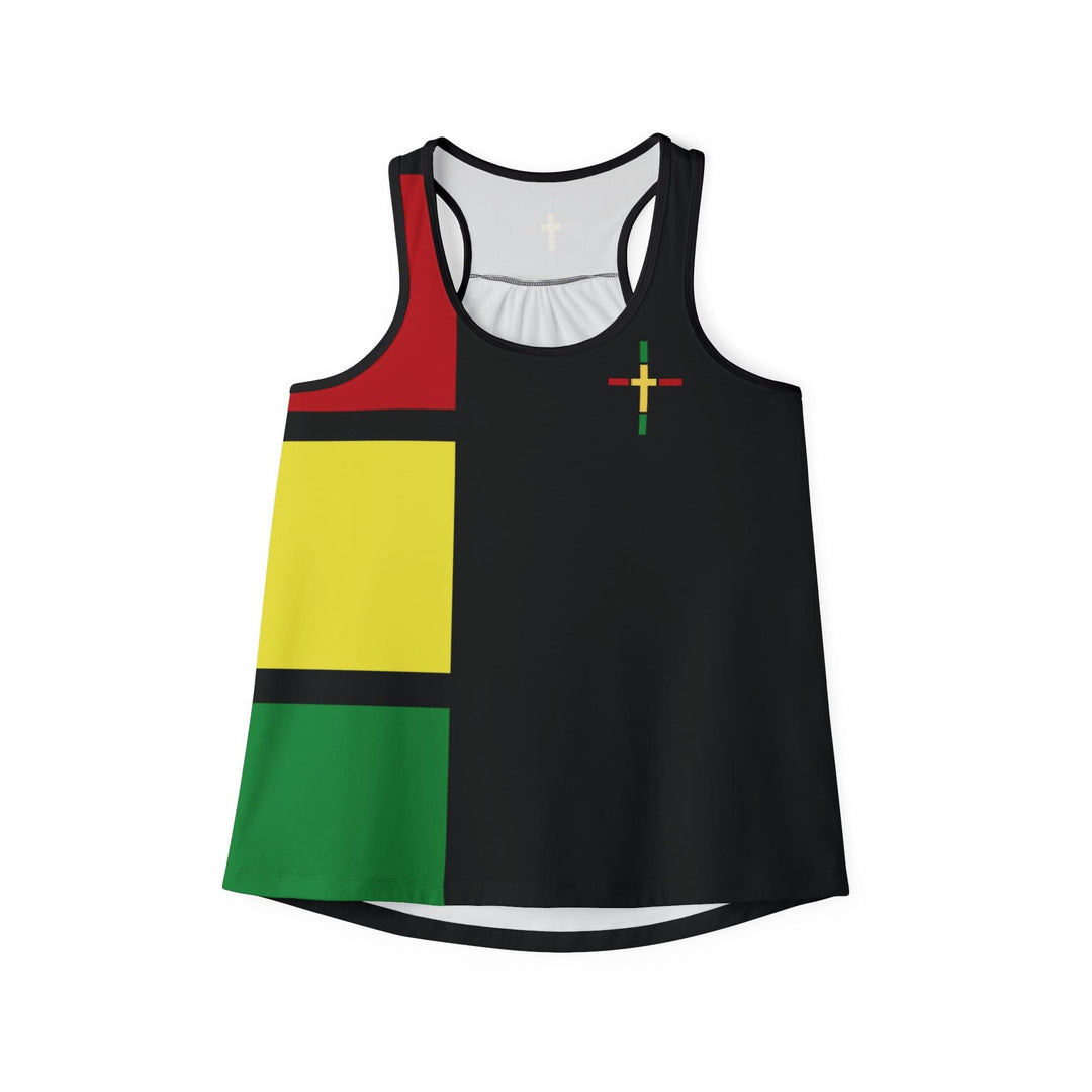 Womens Tank Top - Black Red Yellow Green Stripes - Tank Top