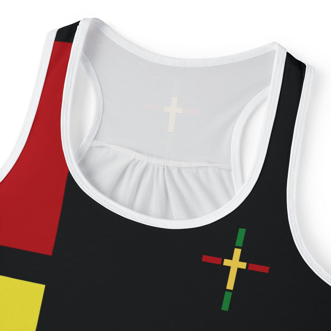 Womens Tank Top - Black Red Yellow Green Stripes - Tank Top