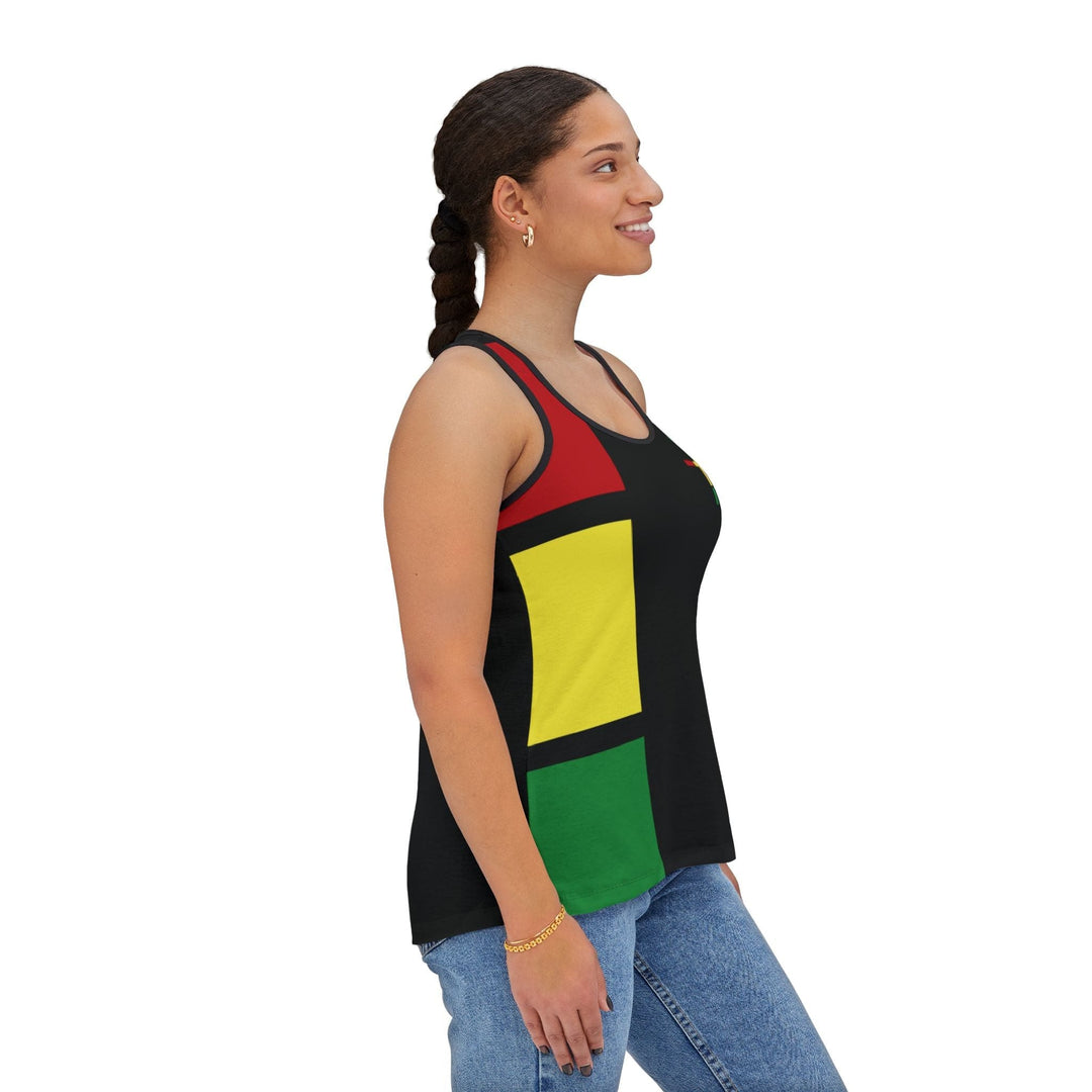 Womens Tank Top - Black Red Yellow Green Stripes - Tank Top