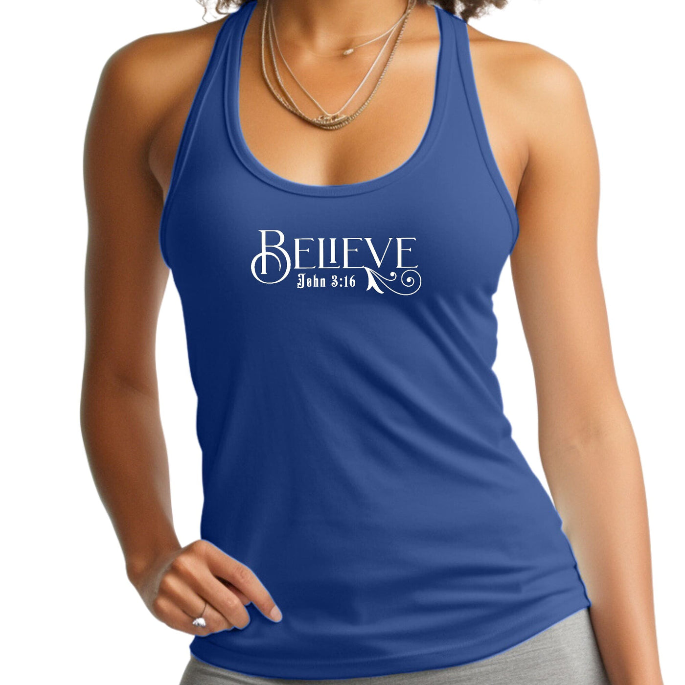 Womens Tank Top Fitness Shirt Believe John 3:16 - Womens | Tank Tops