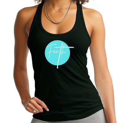 Womens Tank Top Fitness Shirt Faith - Christian Affirmation - Cyan - Womens