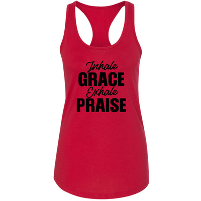 Womens Tank Top Fitness Shirt Inhale Grace Exhale Praise Black - Womens | Tank