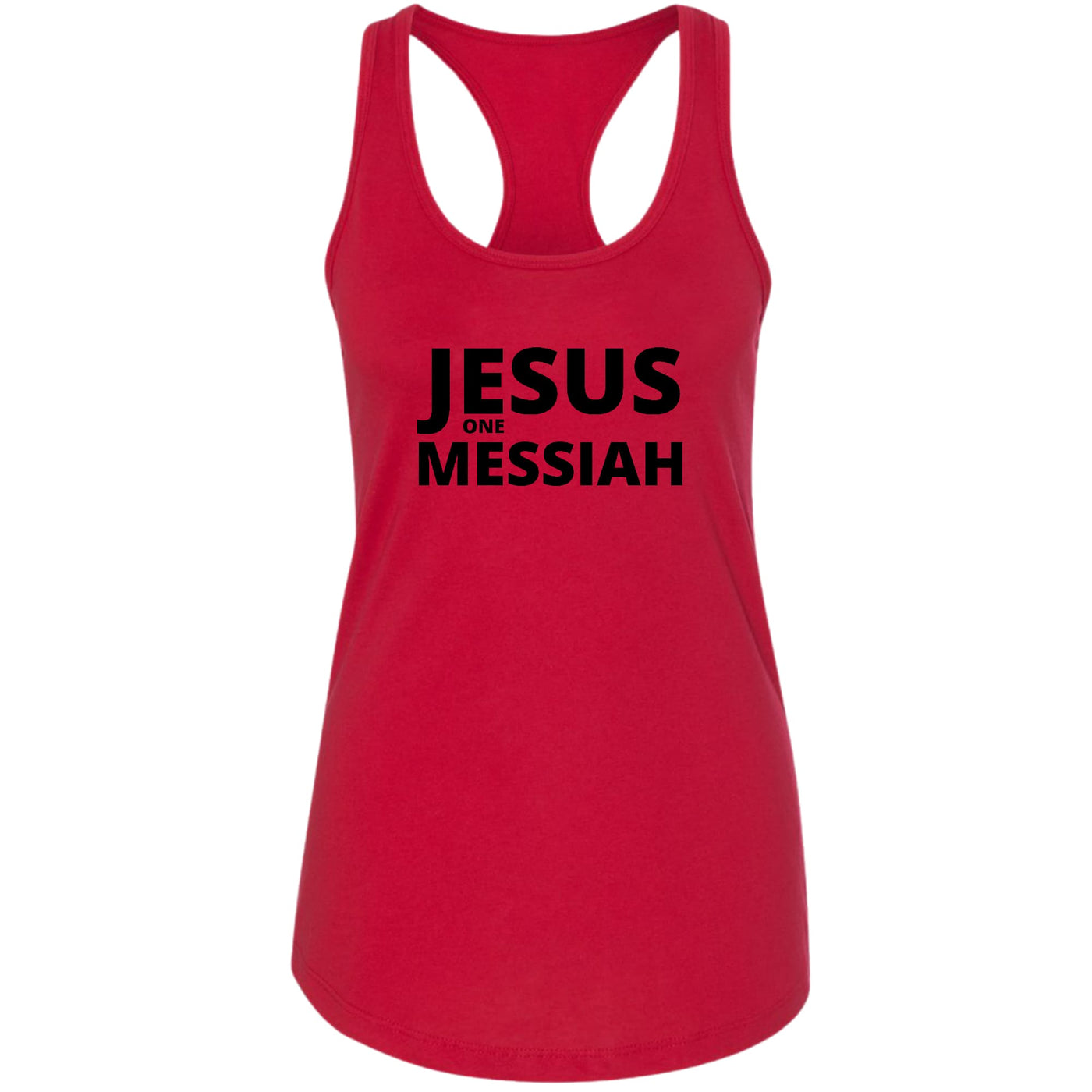 Womens Tank Top Fitness Shirt Jesus One Messiah Black Illustration - Womens
