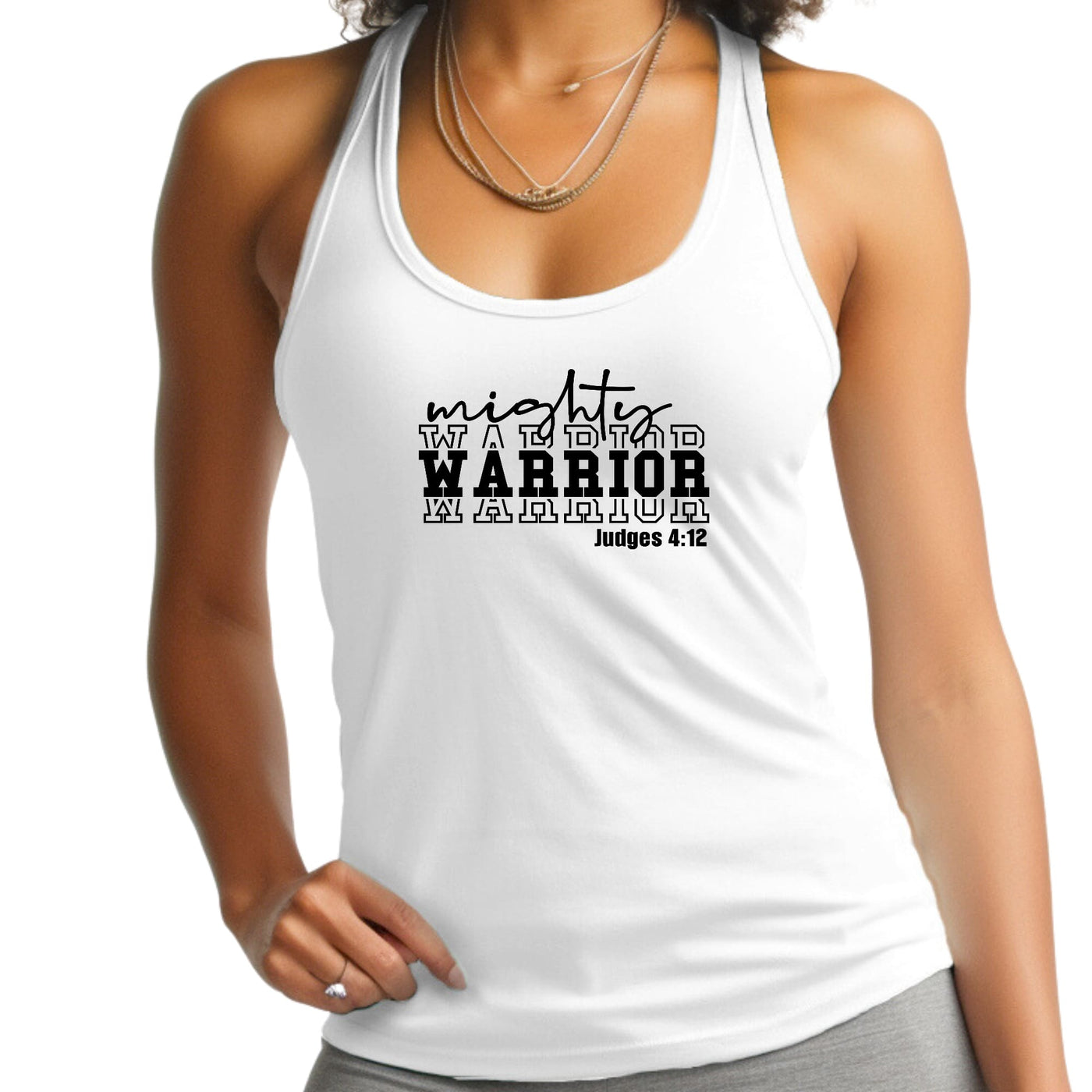 Womens Tank Top Fitness Shirt Mighty Warrior Black Illustration - Womens | Tank