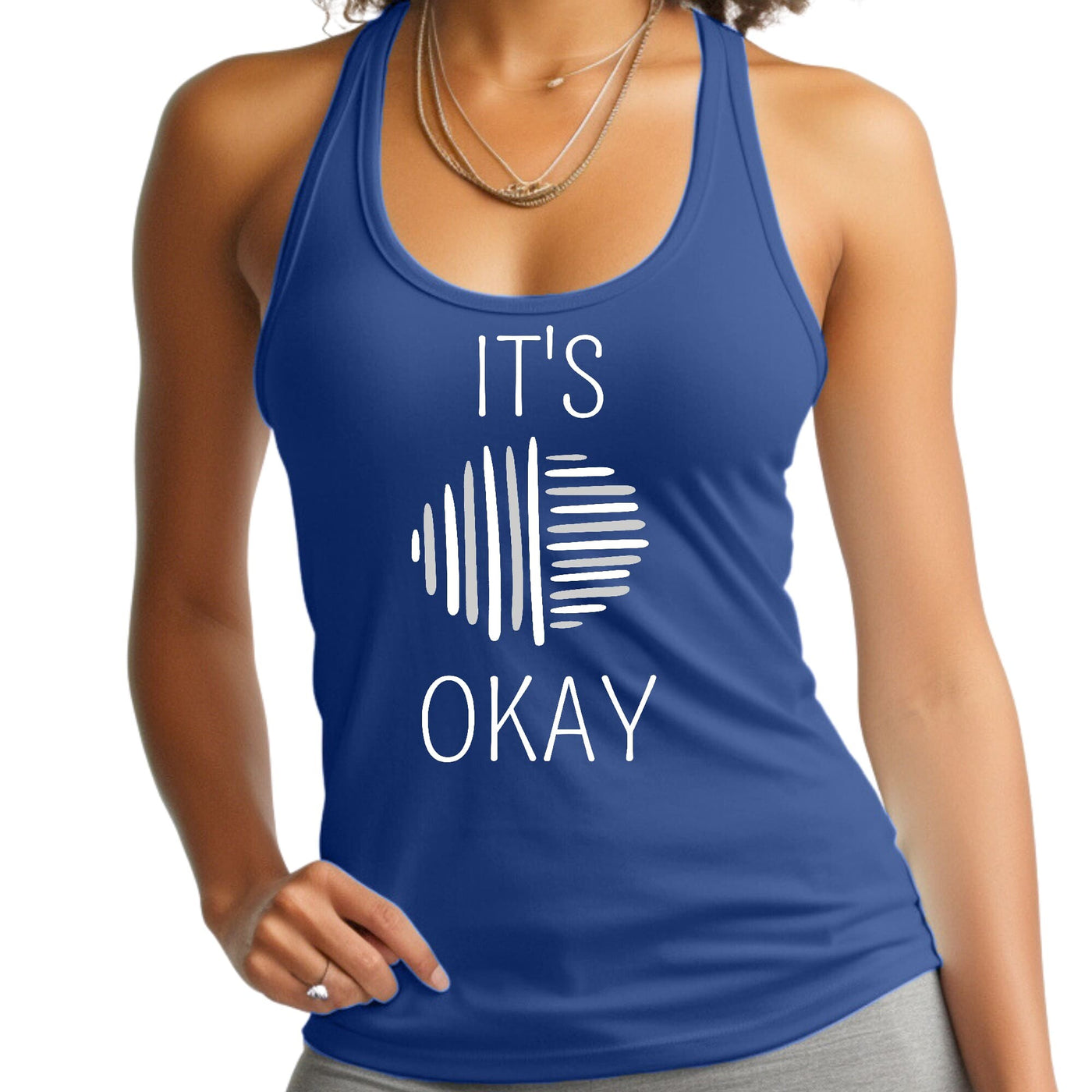 Womens Tank Top Fitness Shirt Say It Soul Its Okay Grey And White - Womens