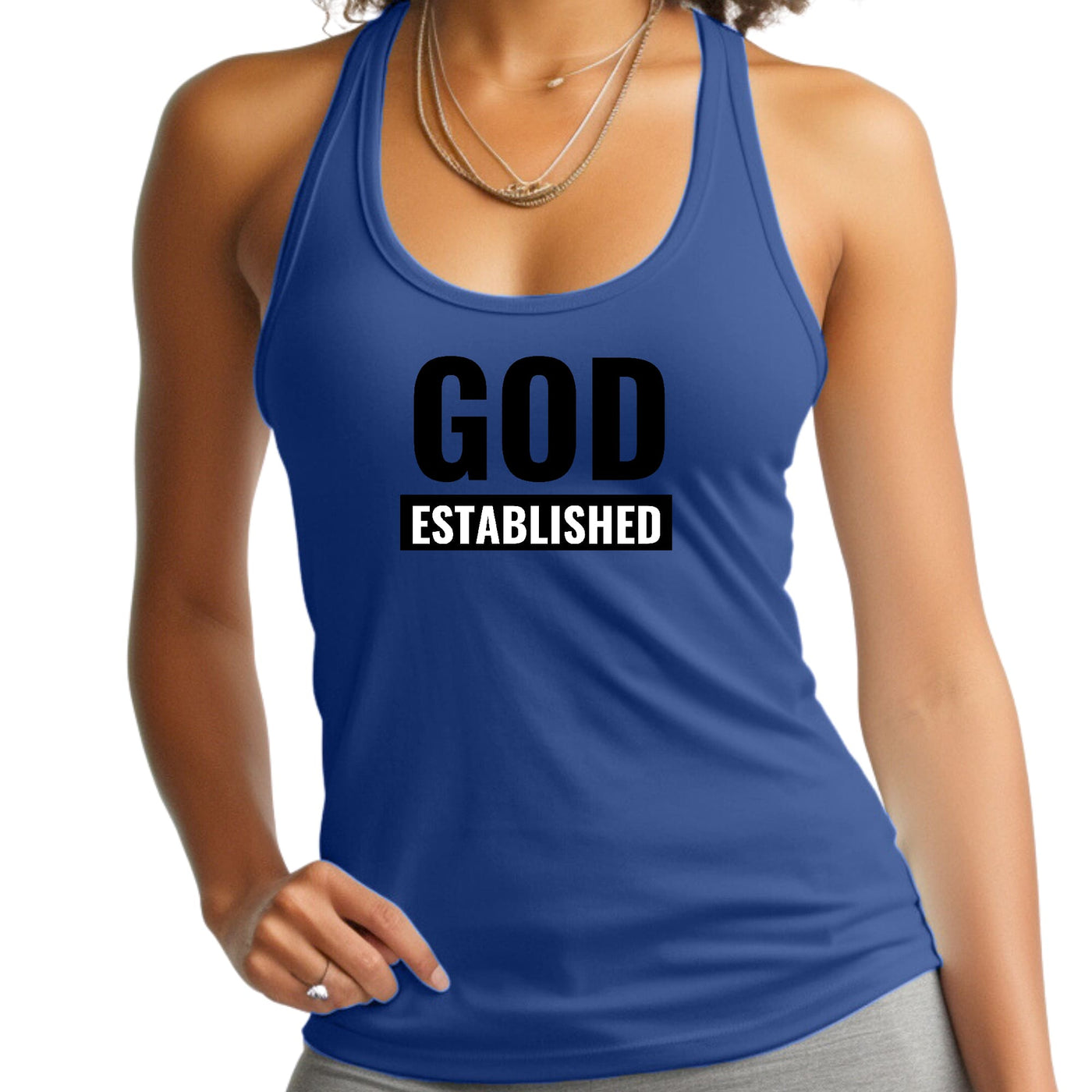 Womens Tank Top Fitness T - shirt God Established Design - Tops