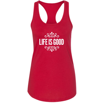 Womens Tank Top Fitness T-shirt Life Is Good Word Art Illustration - Womens