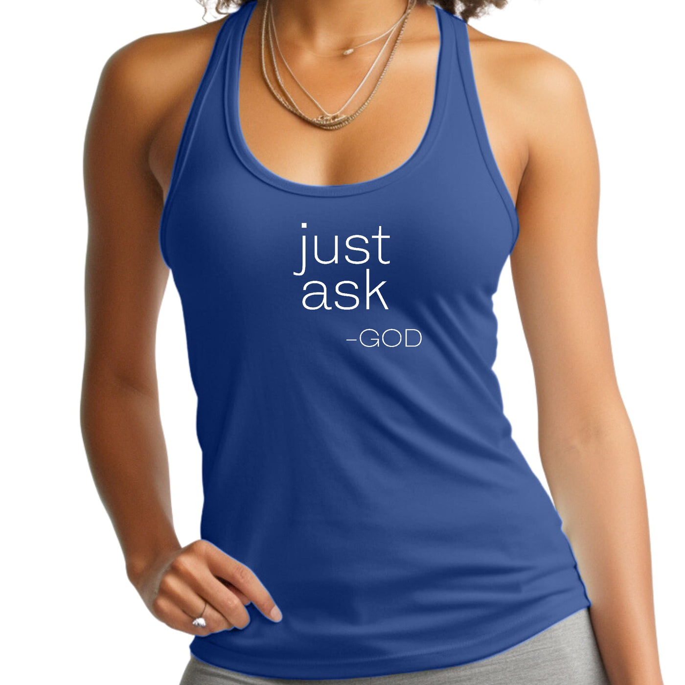 Womens Tank Top Fitness T-shirt Say It Soul ’just Ask-god’ Statement
