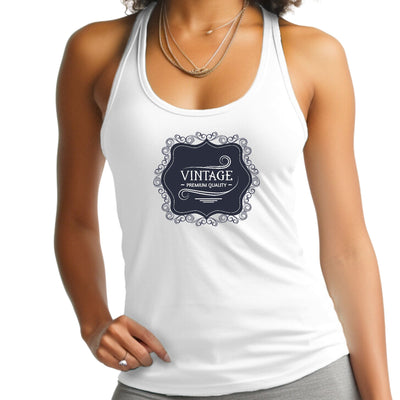 Womens Tank Top Fitness T-shirt Vintage Premium Quality Black White - Womens