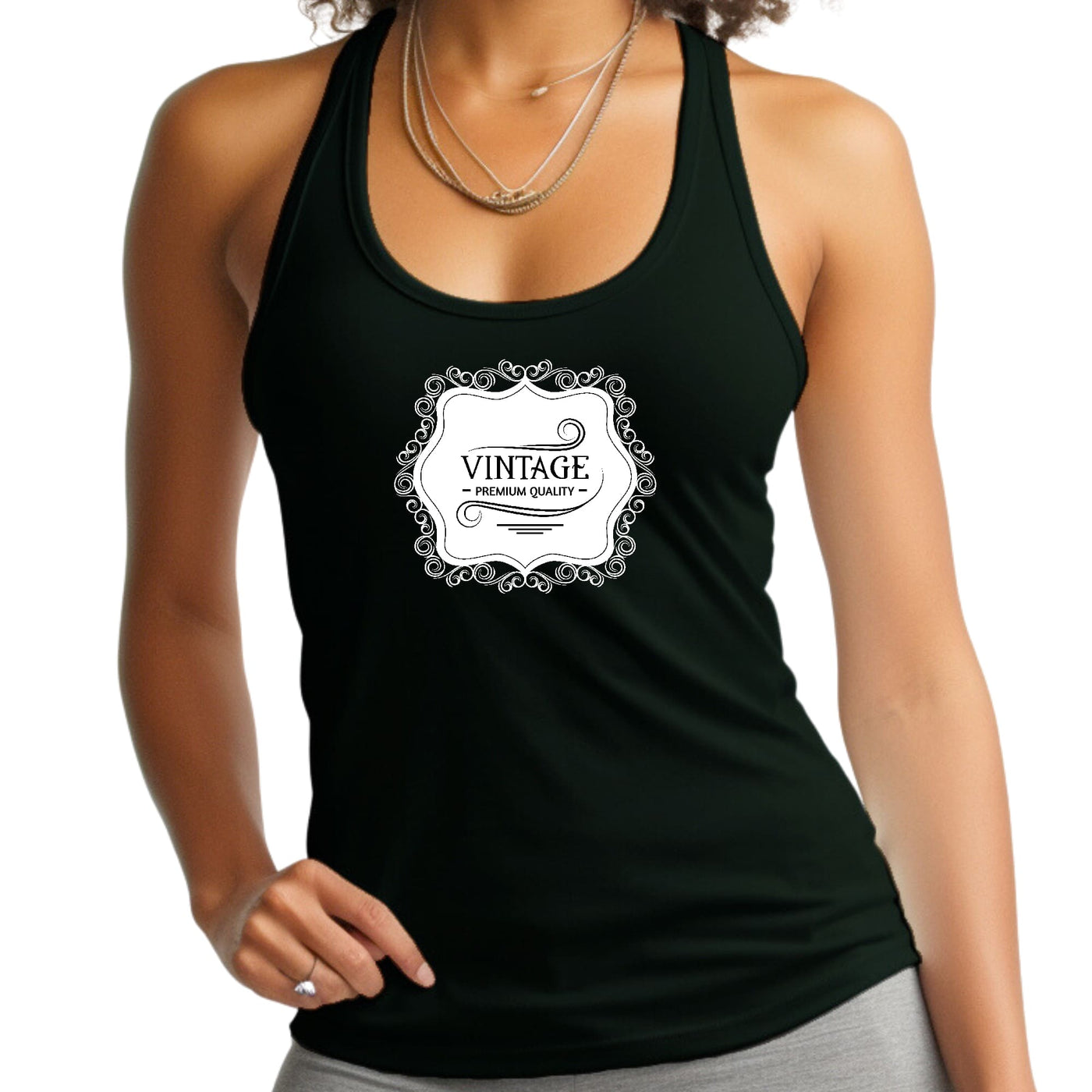 Womens Tank Top Fitness T - shirt Vintage Premium Quality White Black - Tops