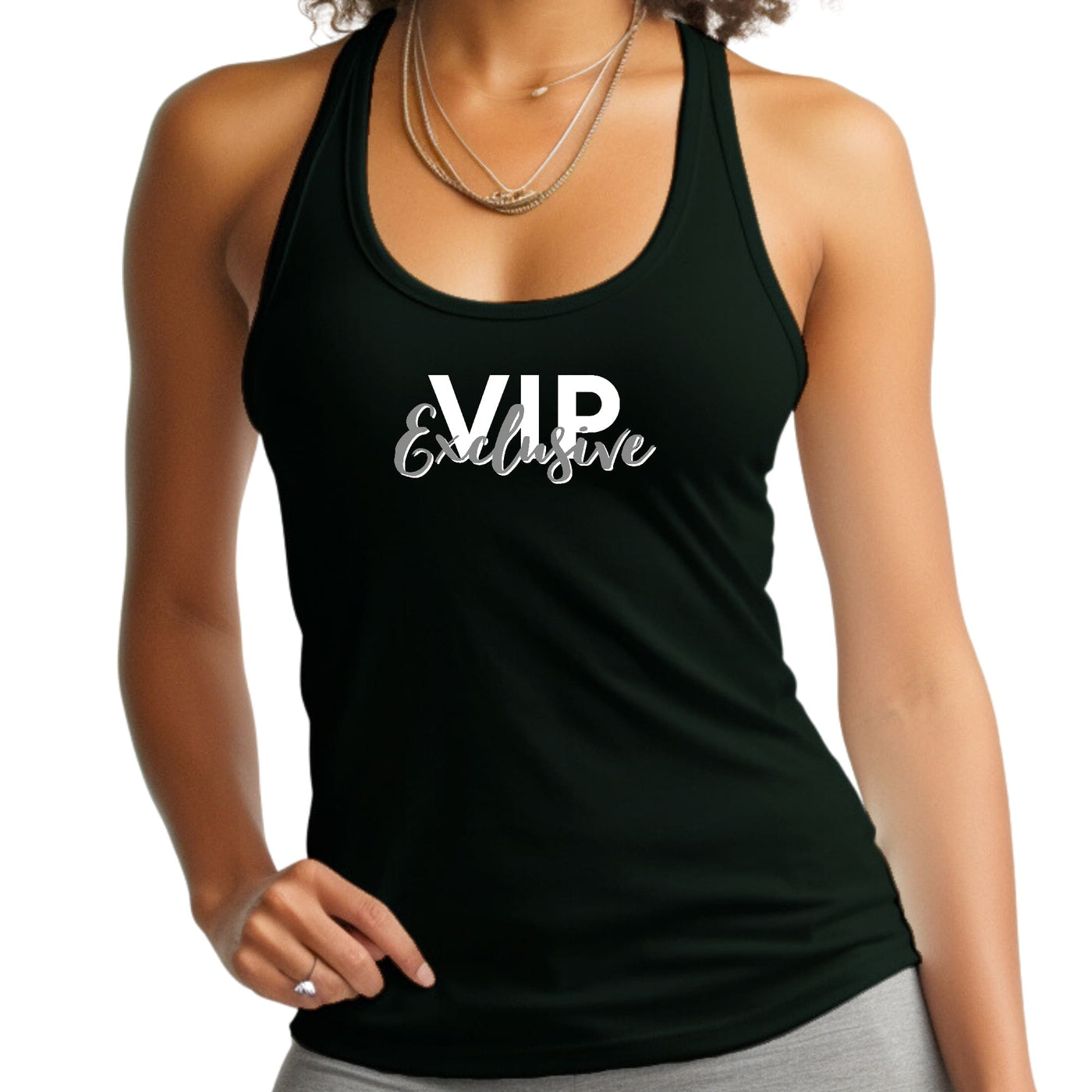 Womens Tank Top Fitness T-shirt Vip Exclusive Grey And White - Womens | Tank