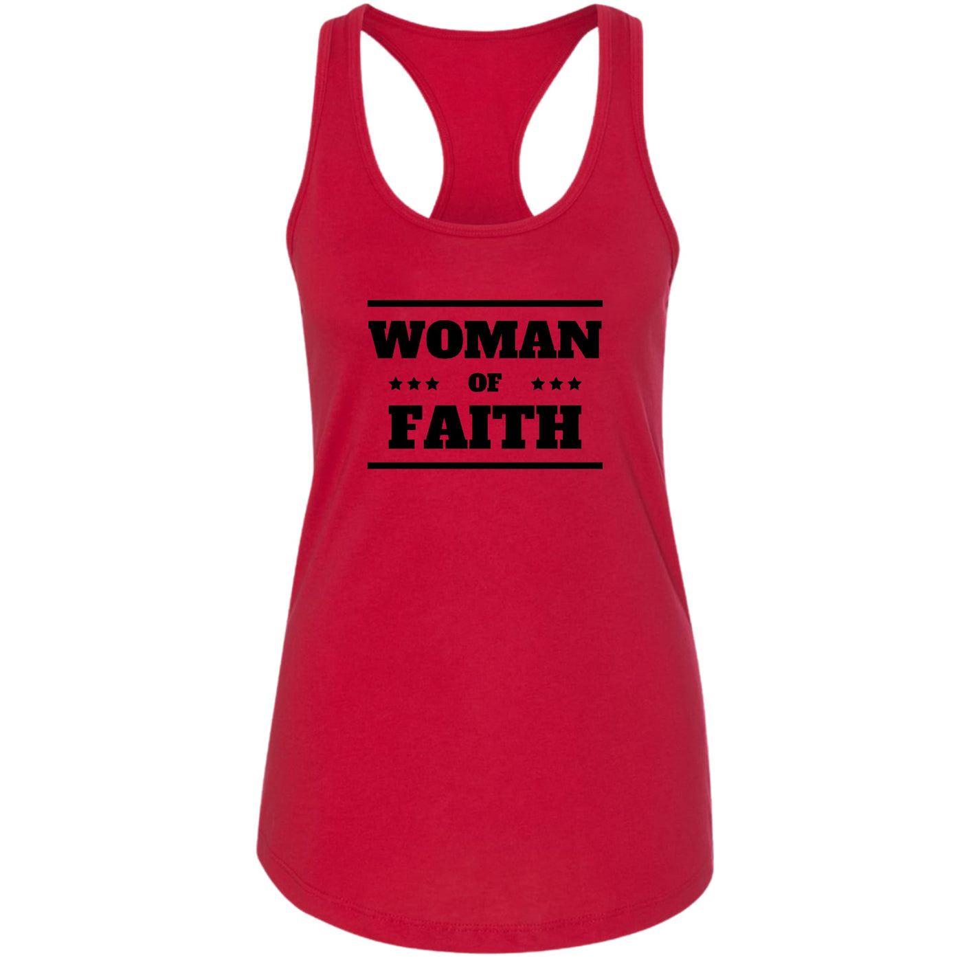 Womens Tank Top Fitness T - shirt Woman Of Faith Black Illustration - Womens