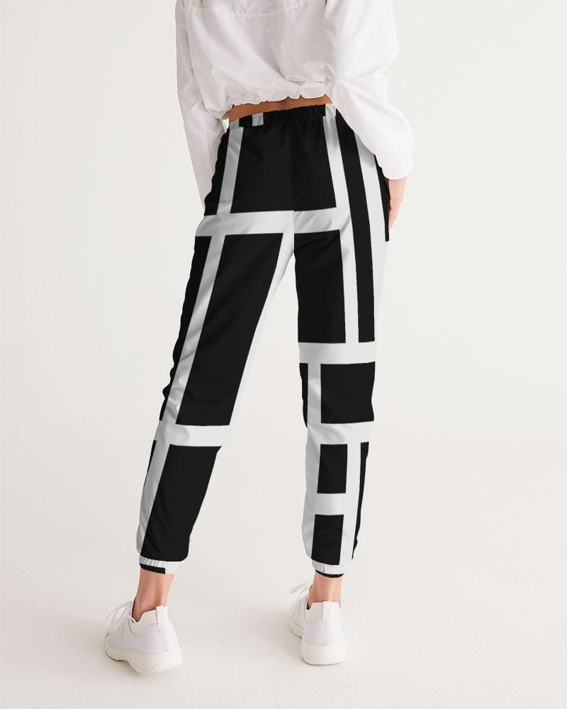 Womens Track Pants - Black and White Block Grid Sports Pants - Womens | Pants